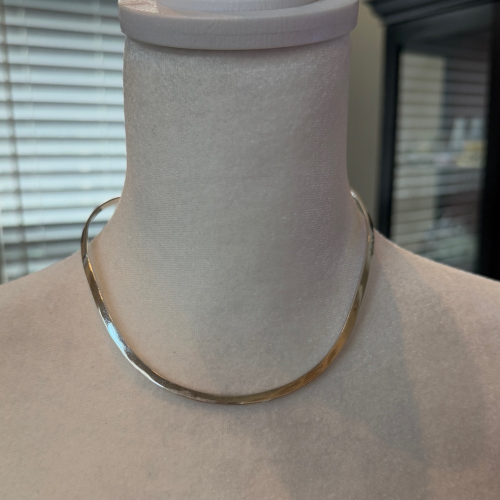 Sterling silver flat cuff necklace stamped 925